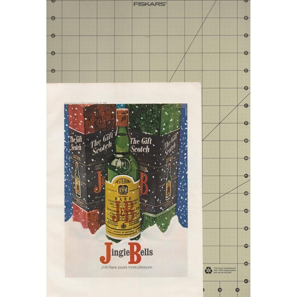 J&B Rare Scotch Whisky Jingle Bells Holiday Bar Decor Vintage Print Ad 1970 - Picture 2 of 3